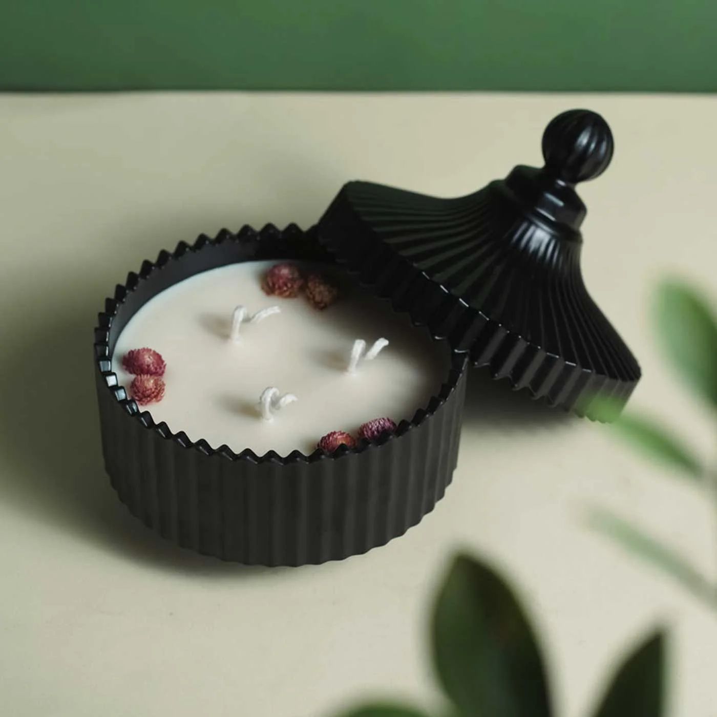 Candy jar with wax scented candle