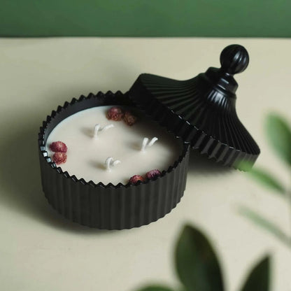 Candy jar with wax scented candle